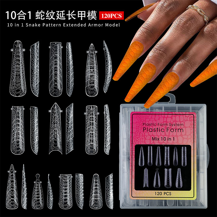 Bentuk Sambungan Kuku Corak Ular 10-dalam-1 120pcs
