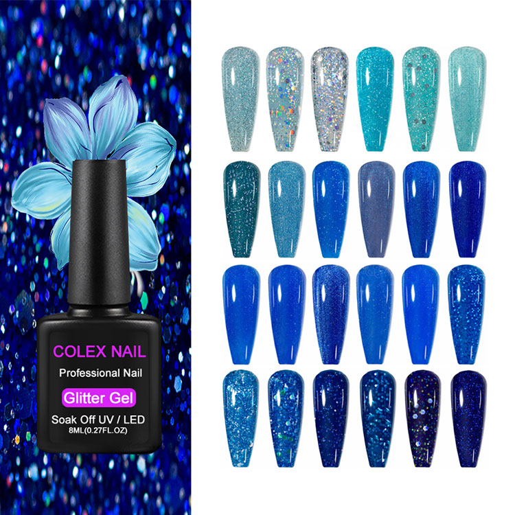 8ml Blue Glitter Gel menggilap