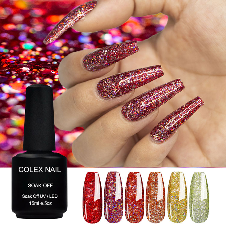 Menggilap gel glitter multi-warna kreatif