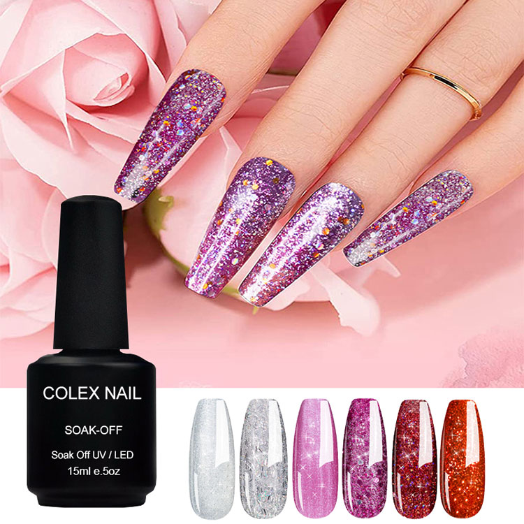 Menggilap gel glitter berwarna berwarna tinggi
