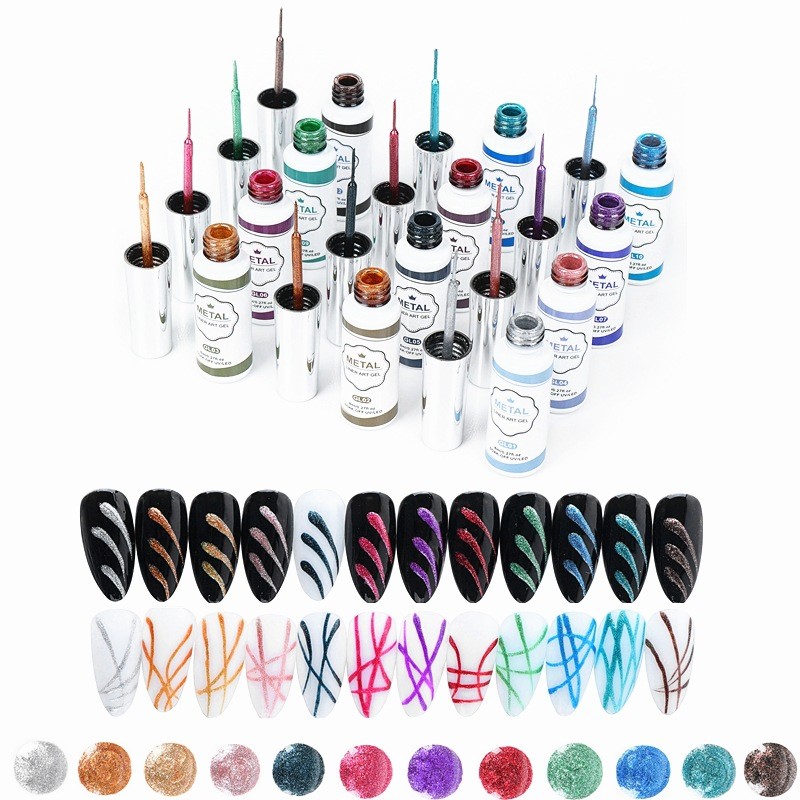 Set Seni Kuku Liner Metallic Gel