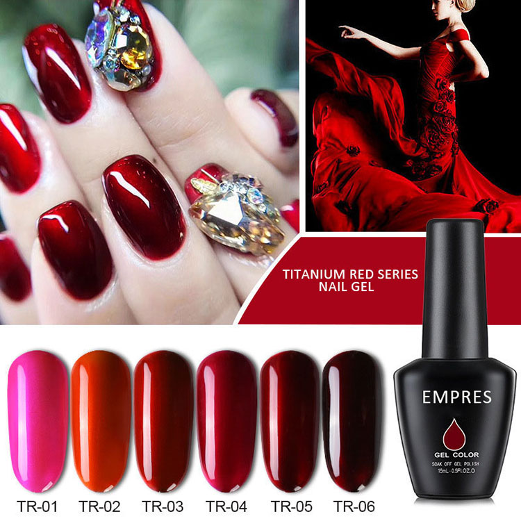Kesan cermin titanium gel uv merah
