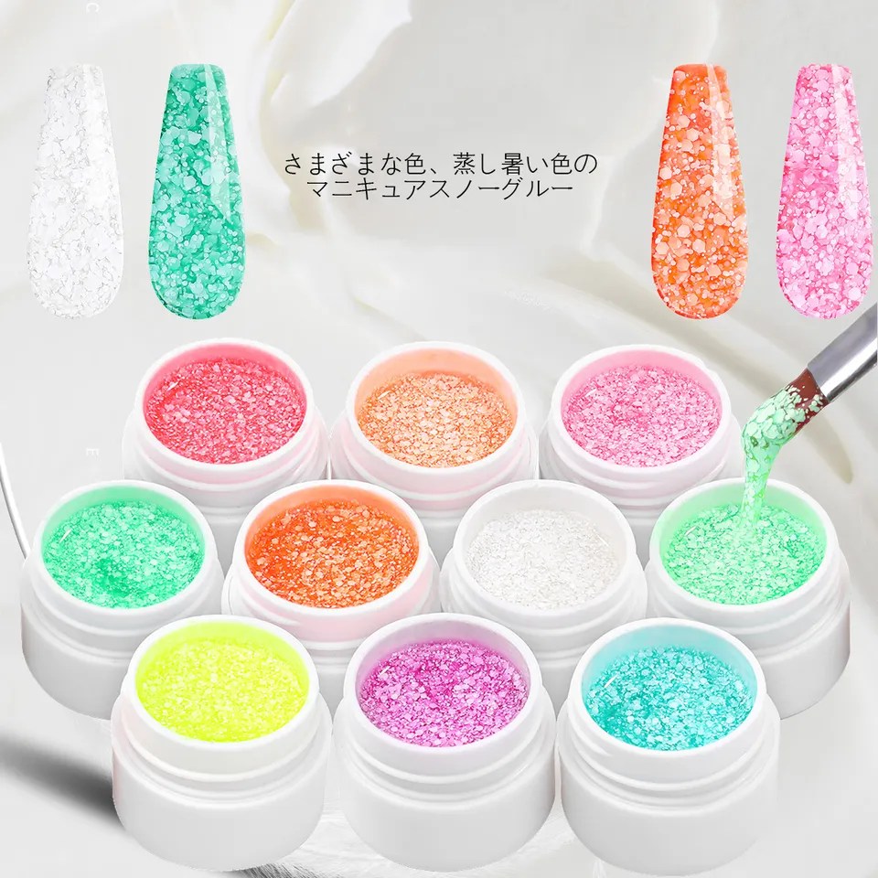 Snowflakes Sequins Glitter Salji Kuku Gel